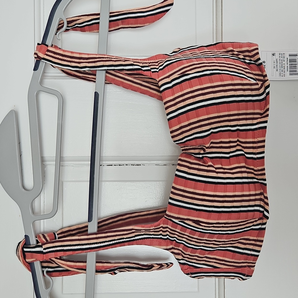 NWT Bikini Set Shade & Shore Multicolor Striped Bottom Sz Med 8-10 And 32B Top